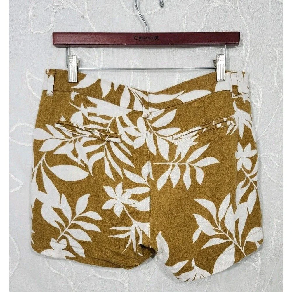 Old Navy Shorts Floral Palm Linen Blend Women 10 Beach Tropical
